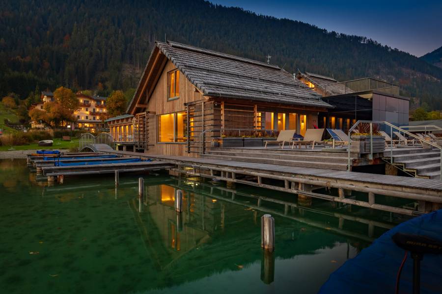 See Spa des Strandhotel am Weissensee am Abend